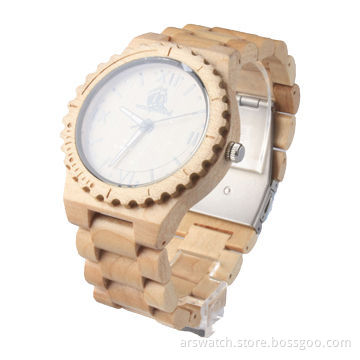 Quality wooden watch with Japan quartz movt, sandwood, maple and bamboo material